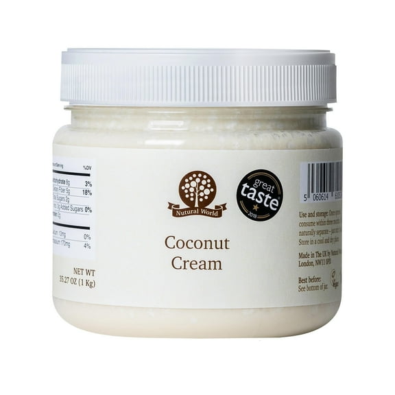 Nutural World Coconut Cream, 35 oz (1kg), Vegan, Kosher, Sugar-Free, All-Natural
