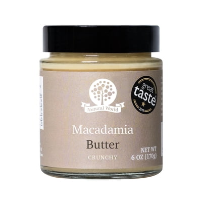 Nutural World Crunchy Macadamia Nut Butter, Vegan, Kosher, 6 oz