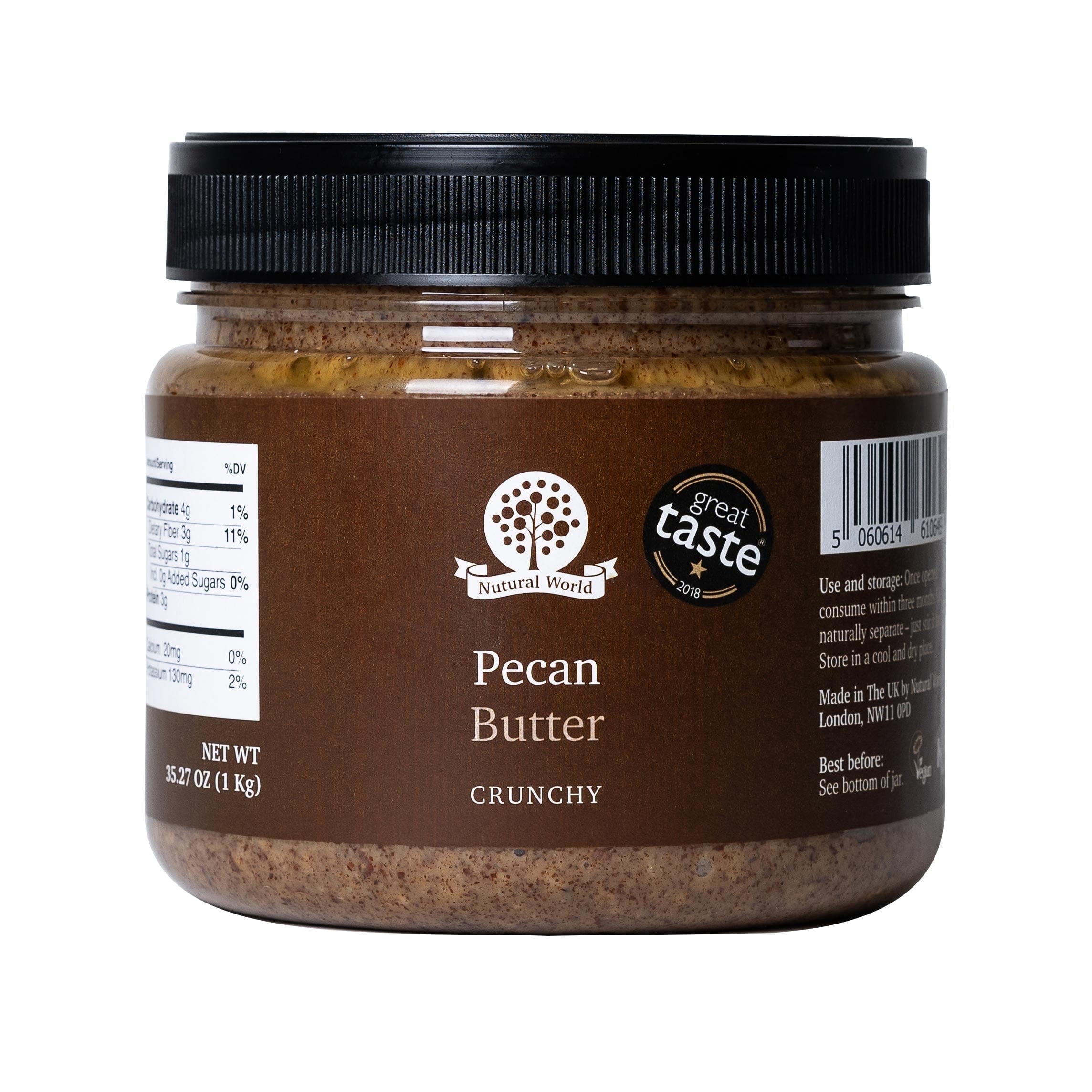 Nutural World - Crunchy Pecan Nut Butter 35 oz (1kg) - Great Taste Award Winner - Pure 100% Single Ingredient
