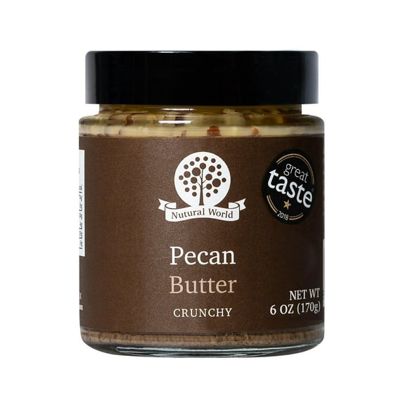 Nutural World - Crunchy Pecan Nut Butter 6 oz (170g) - Great Taste Award Winner - Pure 100% Single Ingredient