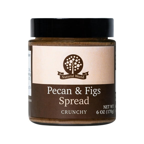 Nutural World - Crunchy Pecan and Figs Spread 6 oz (170g) - Vegan, Kosher, Paleo Friendly, Sugar-Free