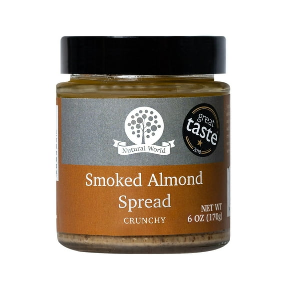 Nutural World - Crunchy Smoked Almond Spread 6 oz (170g) - Great Taste Award Winner - Vegan, Kosher