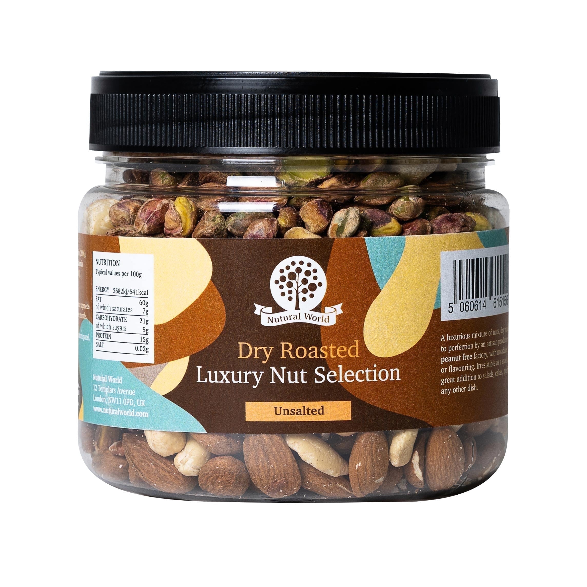 Nutural World Dry Roasted Mixed Nuts, Unsalted, Almonds & Cashews, 17 oz