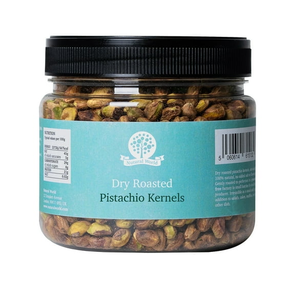 Nutural World - Dry Roasted Pistachio Kernels - Unsalted 17.63 oz (500g) - Vegan, Kosher, Paleo Friendly - Contains Pistachios (Tree Nuts)
