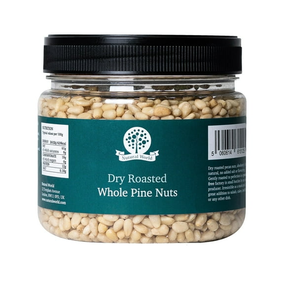 Nutural World Dry Roasted Whole Pine Nuts, Unsalted, Vegan, Kosher, 17.63 oz