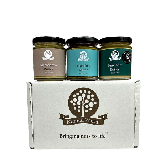 Nutural World - Luxury Nut Butter Collection - Crunchy (Set of 3) - 6 oz (170g) - Pistachio, Macadamia, Pine Nut