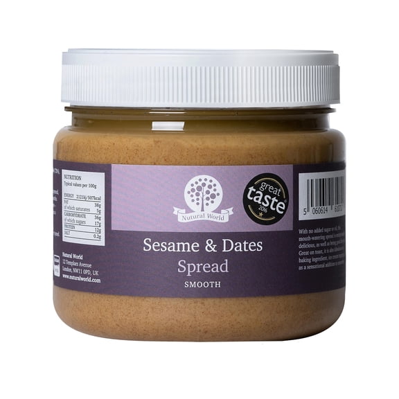 Nutural World - Sesame and Dates Spread 35 oz (1kg) - Great Taste Award Winner - Pure 100% Single Ingredient
