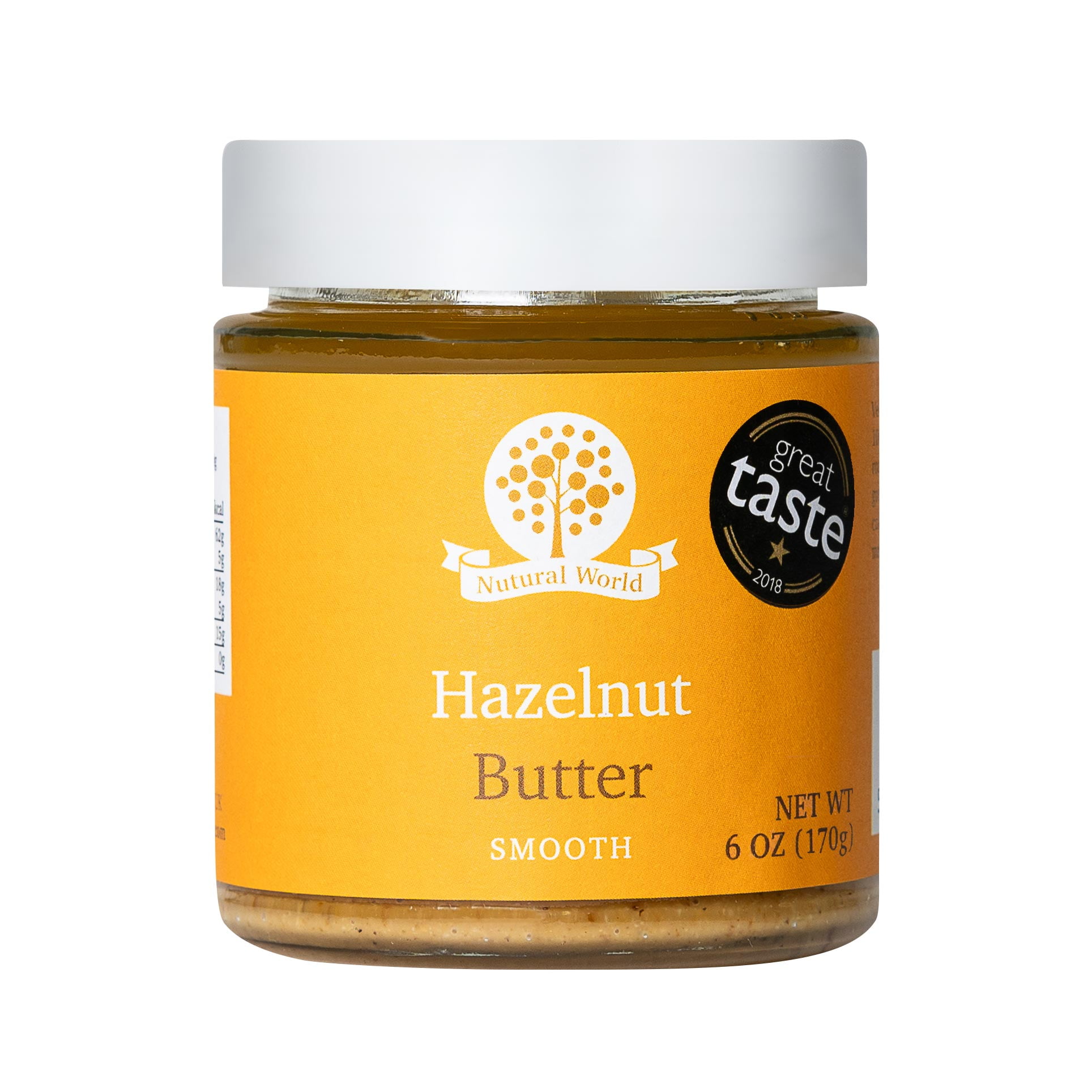 Nutural World - Smooth Hazelnut Butter 6 oz (170g) - Great Taste Award Winner - Pure 100% Single Ingredient - Vegan, Kosher, Paleo Friendly