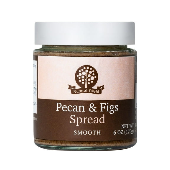 Nutural World - Smooth Pecan and Figs Spread 6 oz (170g) - Vegan, Kosher, Sugar-Free, Paleo Friendly