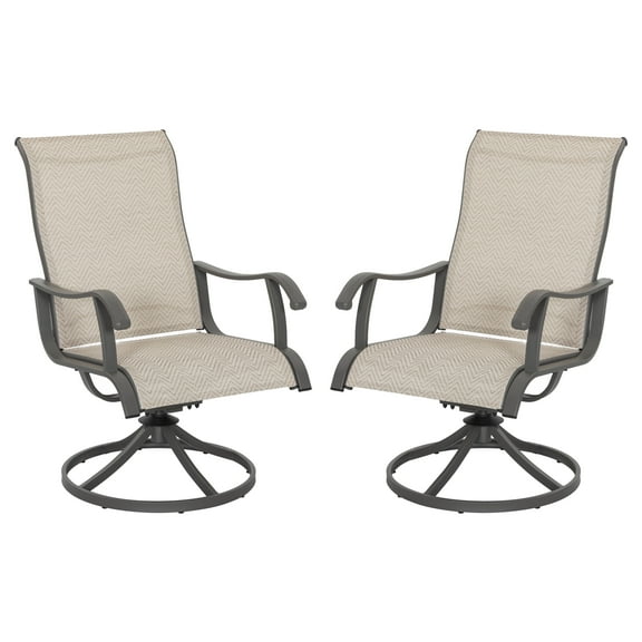 Nuu Garden 2-Piece Patio Chairs, Outdoor Dining Chairs with Armrests, Swivel Textilene Outdoor Dining Furniture for All Weather, with Metal Frame, for Garden, Backyard, Deck, Poolside, Beige