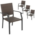 thumbnail image 1 of Nuu Garden 4 Piece Patio Chairs, Sturdy Iron Chair with Armrests Outdoor Dining Chair, Natural Wicker Appearance, Unique Mixed Color Perfect for Backyard, Camping, Brown, 1 of 10