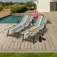 thumbnail image 1 of Nuu Garden Outdoor Adjustable Folding Chaise Lounge Chair Pool Lounger - Set of 2, Stripe, 1 of 9