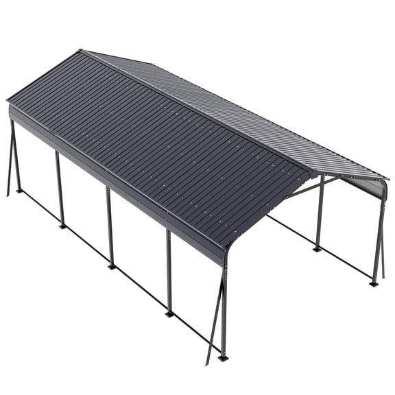 Nuu Garden 20 x 12 FT Steel Carport, Oversized Carport Garage with Enhanced Base, Outdoor All-Weather Car Shelter, Heavy Duty Carports Canopy, Dark Gray and Black