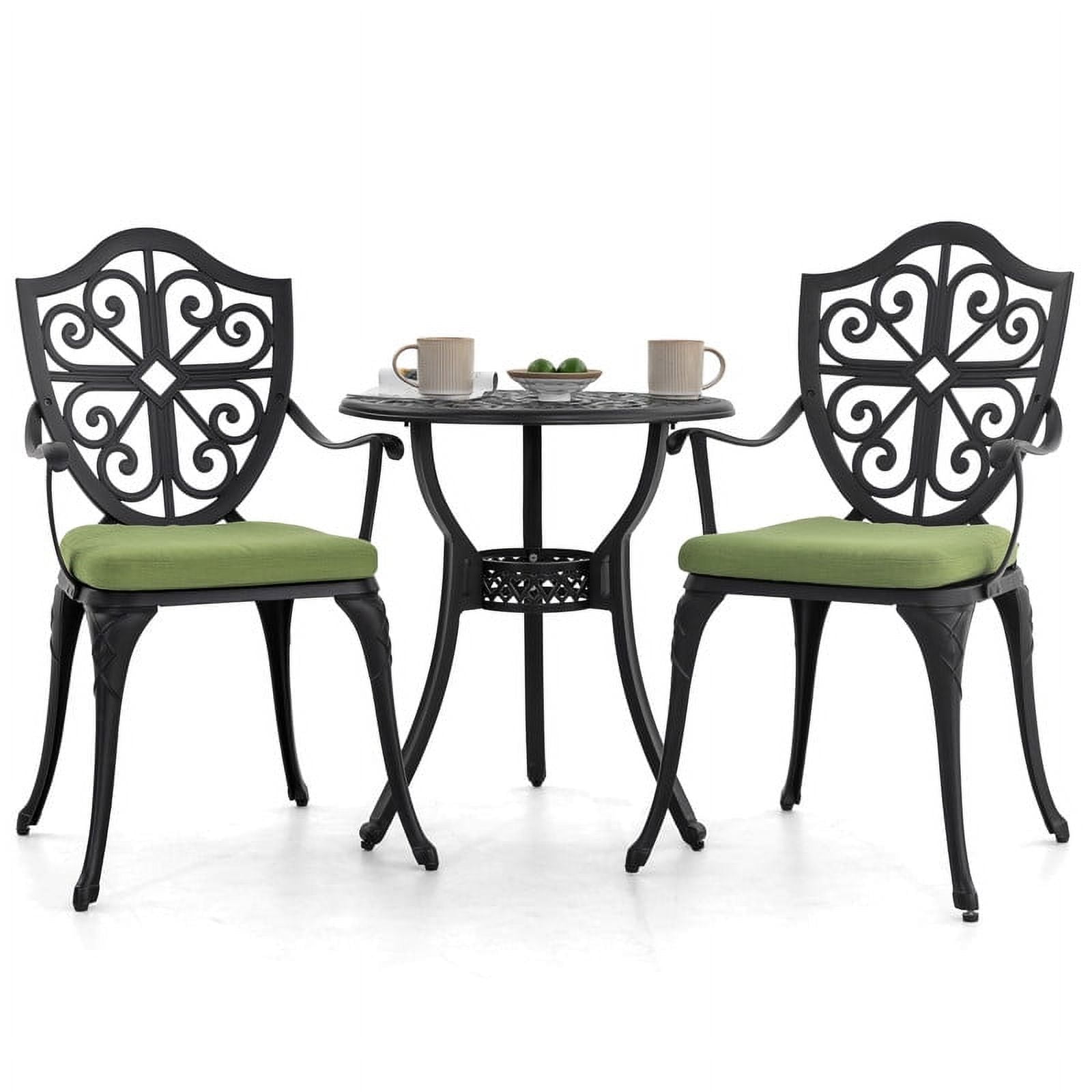 Aluminium Bistro Set Garden Coffee Table Chair Outdoor Dining Set Black