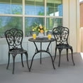 thumbnail image 1 of Nuu Garden 3-Piece Cast Aluminum Patio Bistro Set, All Weather Outdoor Furniture Bistro Set, Patio Dining Table with Umbrella Hole and Chairs, Butterfly , Black, 1 of 10