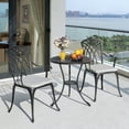 thumbnail image 1 of Nuu Garden 3 Piece Patio Bistro Sets, Cast Aluminum Bistro Table Set, Outdoor Patio Furniture with Umbrella Hole and Grey Cushions for Patio, Balcony, Black, 1 of 10