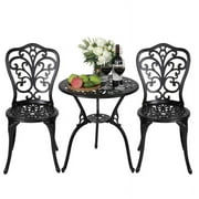 Nuu Garden 3-piece Black Cast Aluminum Patio Bistro Set butterfly