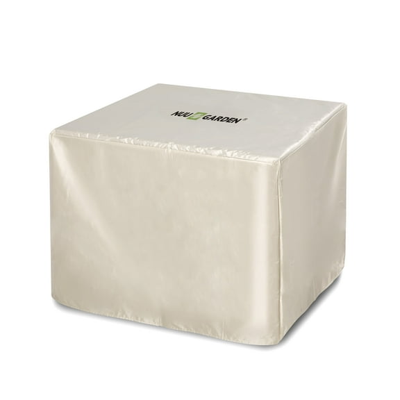 Nuu Garden 31 Inch Square Fire Pit Cover for Outdoor Patio Propane Fire Pit Table, Waterproof PVC Material, All-Weather Resistance, Beige