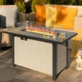 thumbnail image 1 of Nuu Garden 43 Inch Fire Pit with Wind Guard, 50,000 BTU Outdoor Propane Fire Pit Table, Outdoor Metal Propane Fire Pit with Lid and Glass Beads , Light Brown, 1 of 10