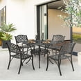 thumbnail image 1 of Nuu Garden 5-Piece Outdoor Bar Set, Outdoor Patio Dining Furniture Set, Round Dining Table with Umbrella Hole and Patio Dining Chairs, Bronze, 1 of 9