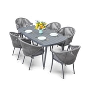 Nuu Garden 7-Piece Aluminum Ergonomics Design Dining Furniture Gray