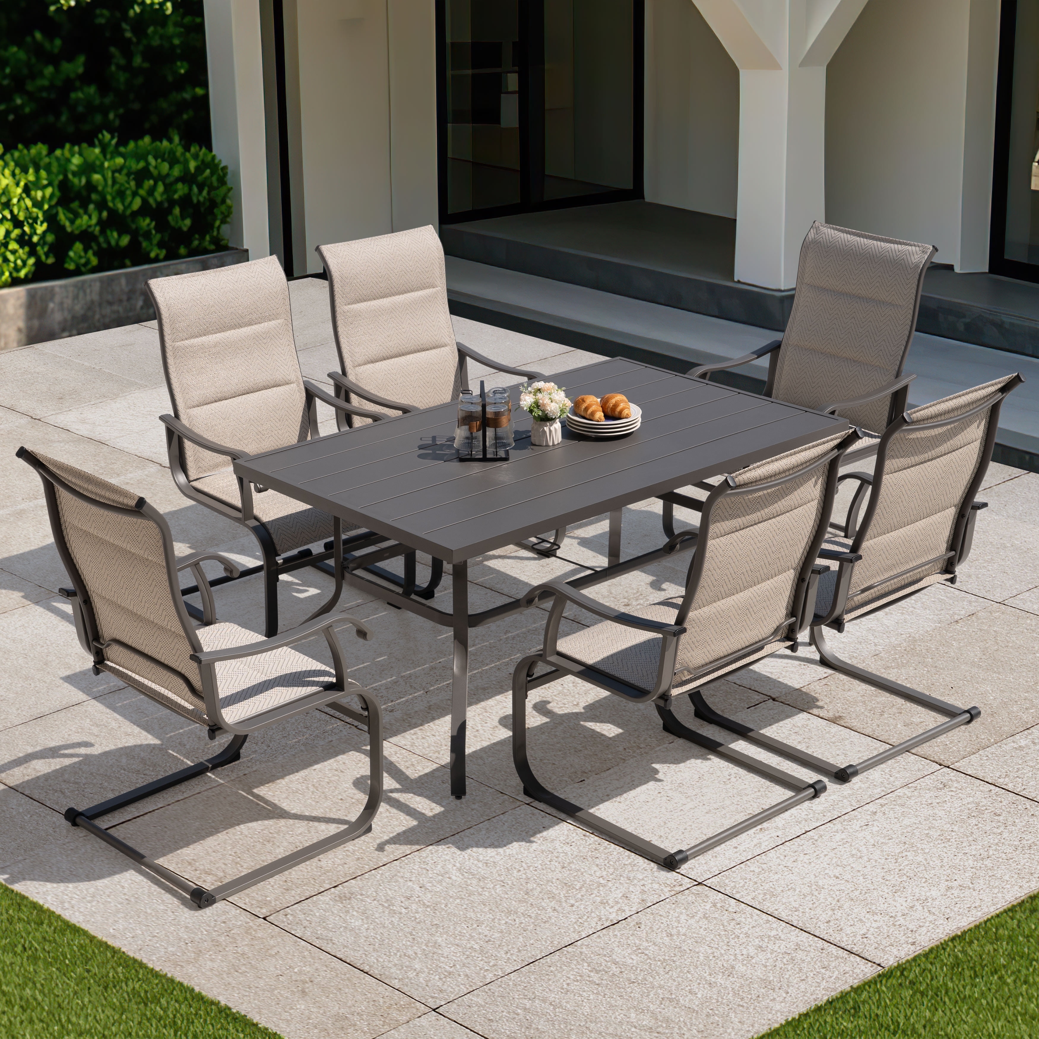 Outdoor Patio Dining Sets and Chairs in Black and Blue Colors