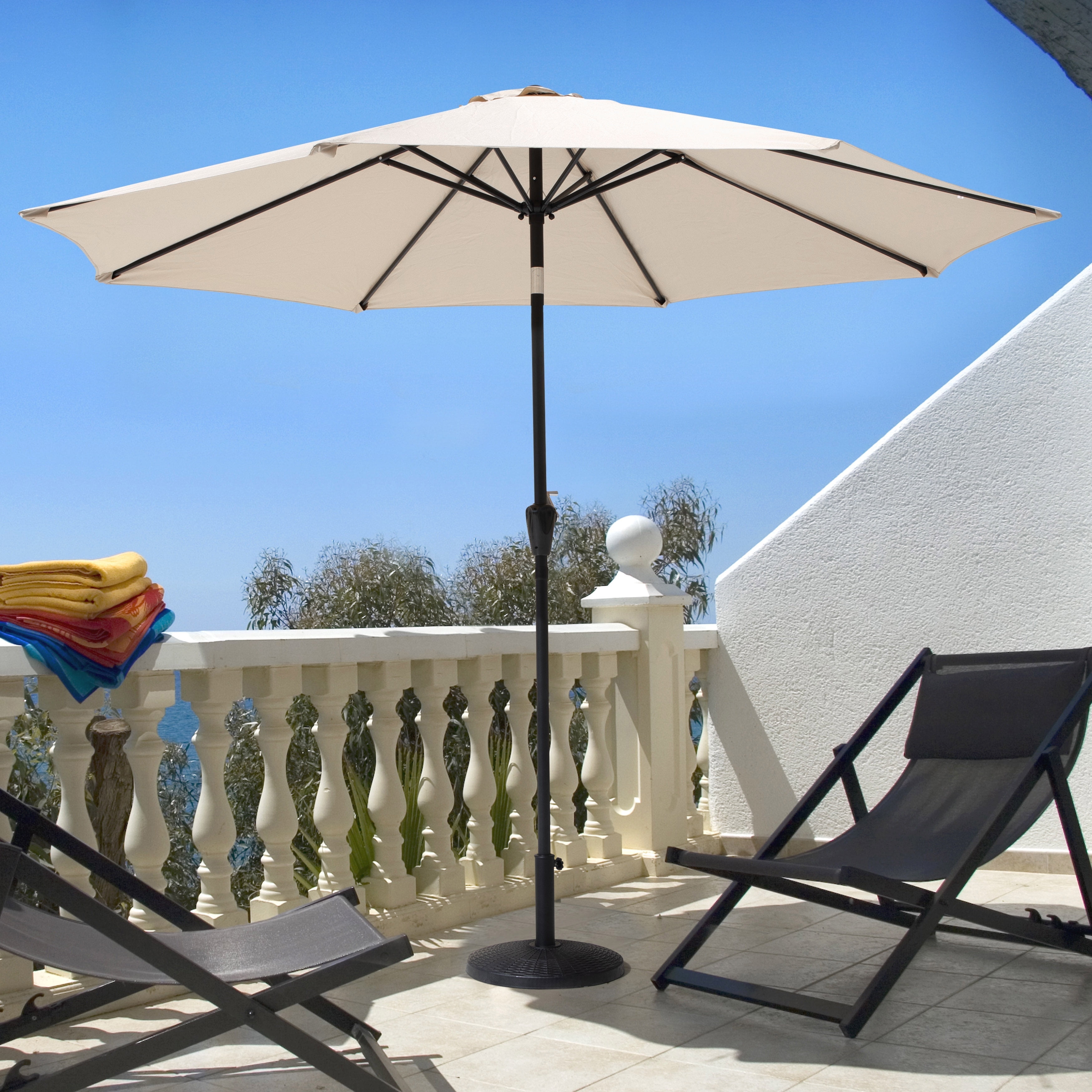 Nuu Garden 8 ft Outdoor Aluminum Patio Umbrella, Outdoor Table Umbrella with 8 Sturdy Ribs Patio Umbrella with Push Button Tilt and Crank