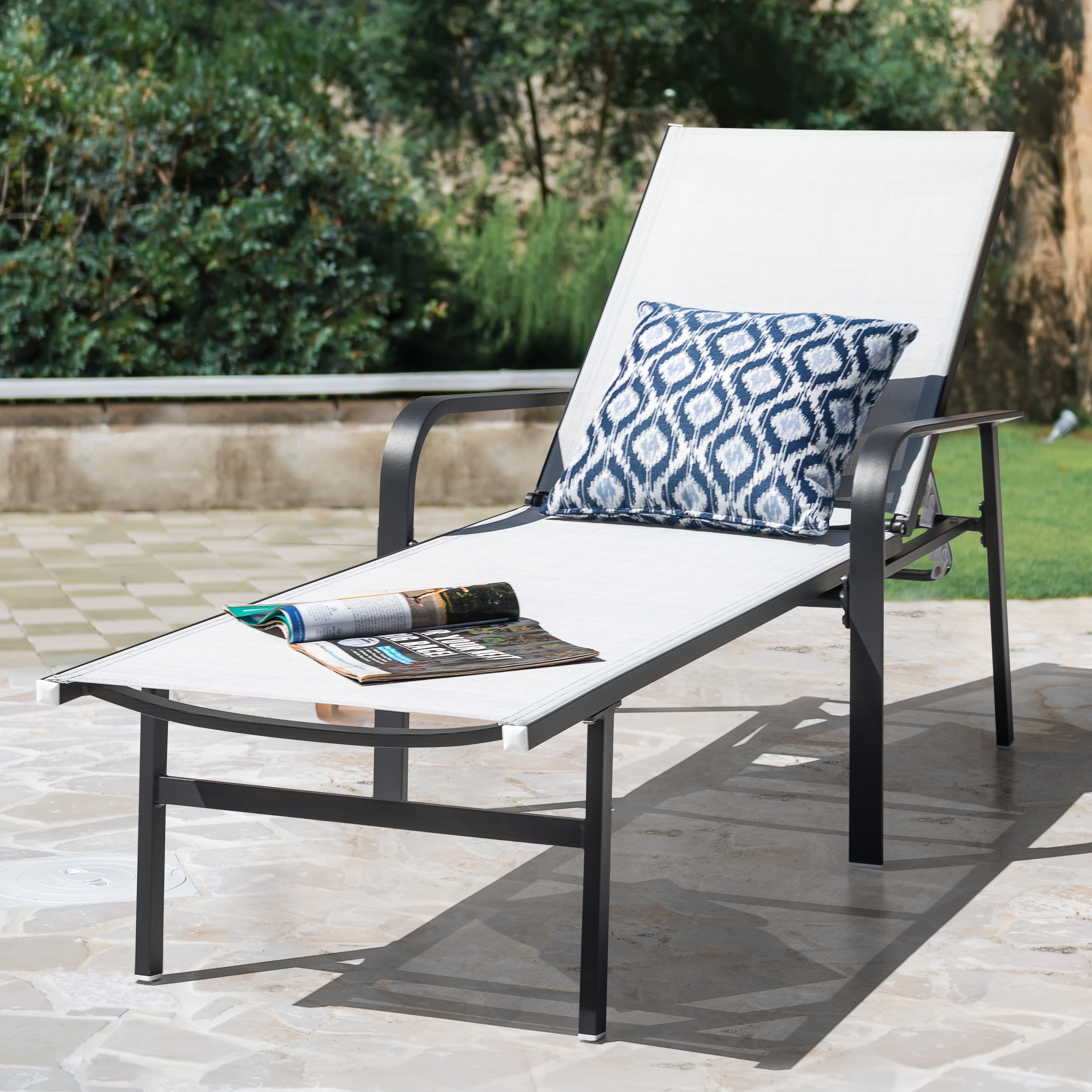 Nuu Garden Aluminum Chaise Lounge Outdoor Textilene Lounge Chair with 6