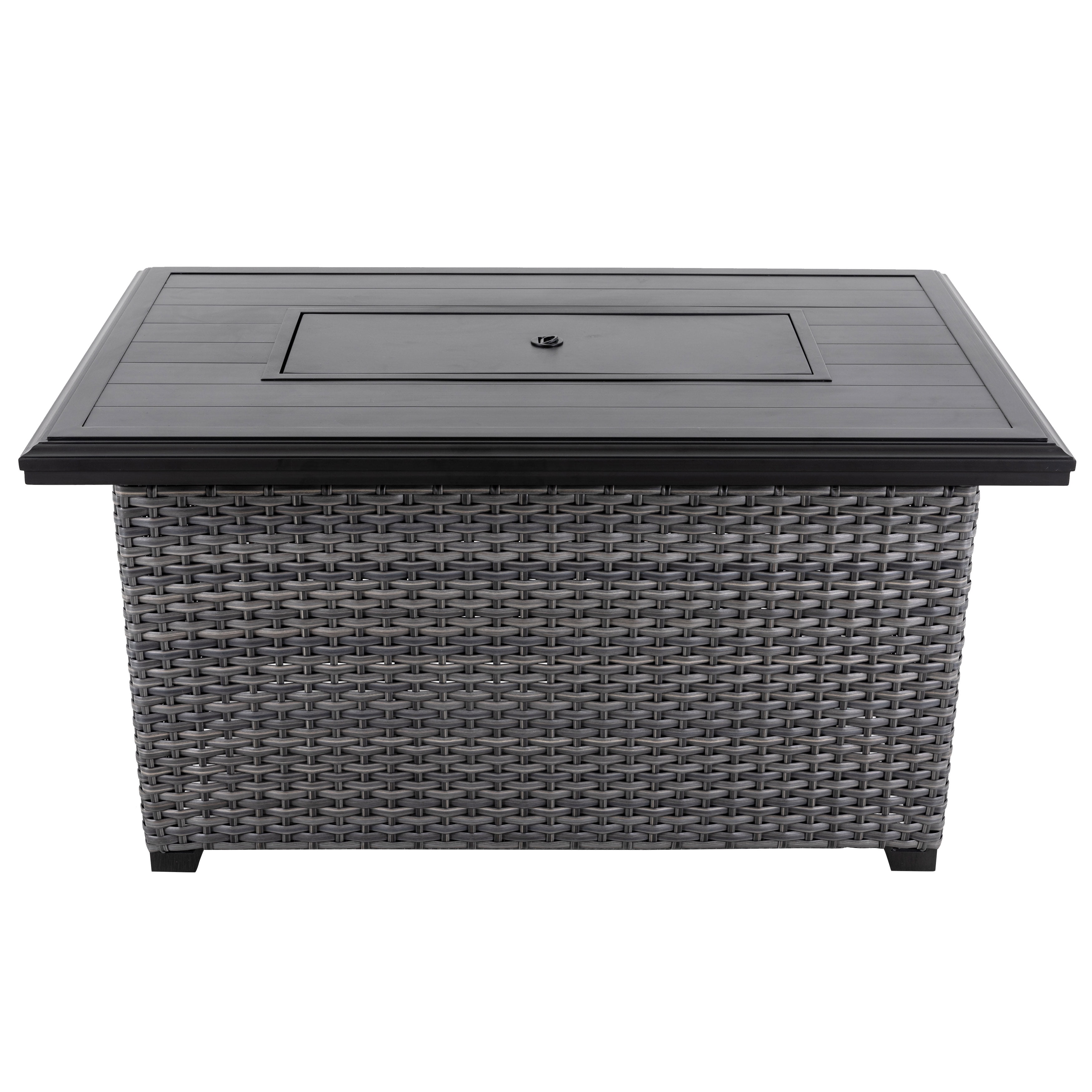 Nuu Garden Aluminum Rattan Fire Pit Table with a Side Door