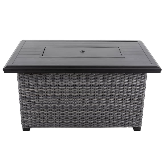 Nuu Garden Aluminum Rattan Fire Pit Table with a Side Door