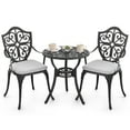 thumbnail image 1 of Nuu Garden Bistro Set 3 Piece Outdoor, Cast Aluminum Patio Bistro Sets with Umbrella Hole and Grey Cushions, Bistro Table and Chairs Set of 3 for Patio Backyard, Black, 1 of 10