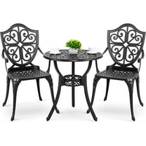 Nuu Garden Bistro Set 3 Piece Outdoor, Cast Aluminum Patio Bistro Sets with Umbrella Hole, Bistro Table and Chairs Set of 2 for Patio Backyard