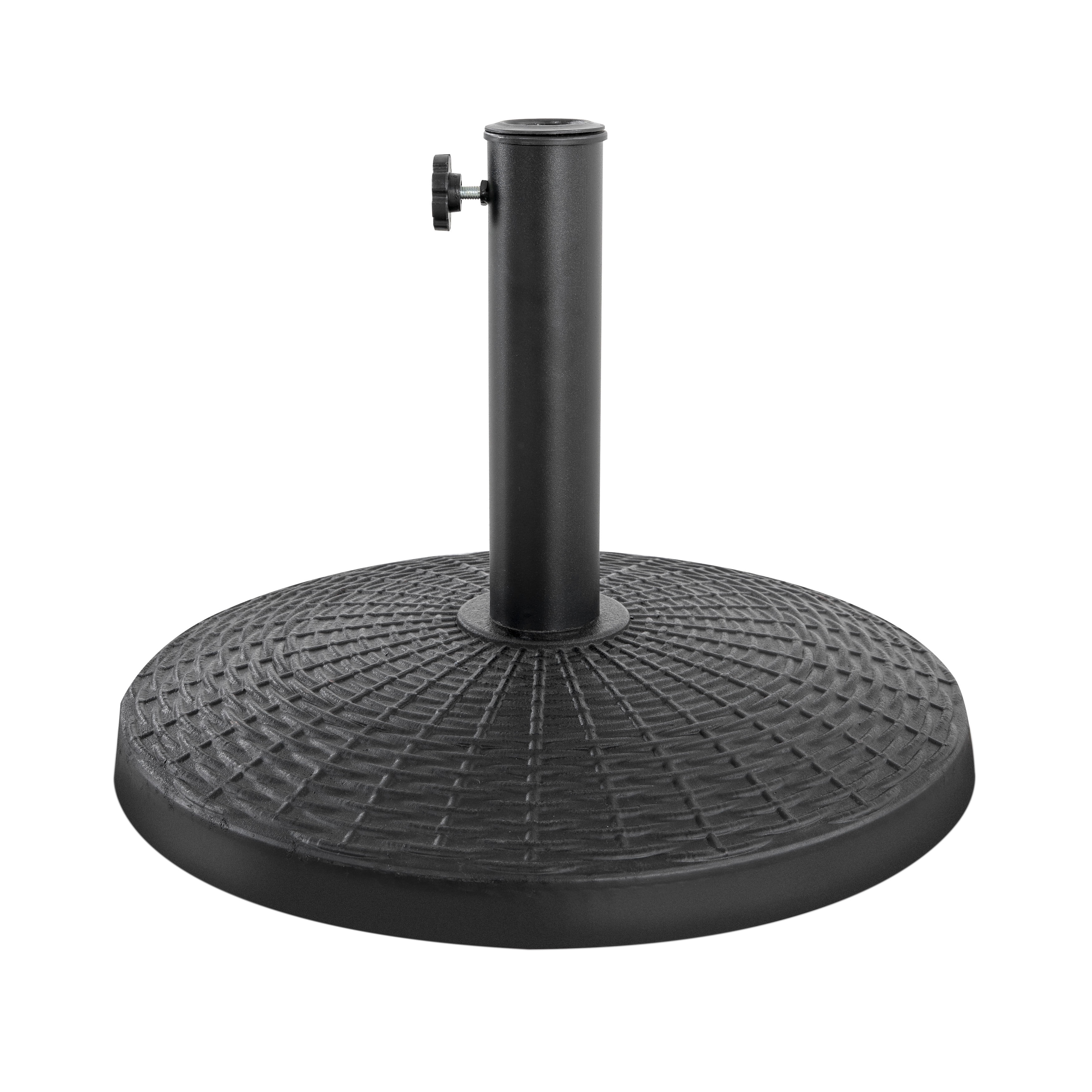 Nuu Garden Outdoor 22 lb, 18'' Round Patio Umbrella Base, Weighted Umbrella Stand with Hand-turn Knob, Weather-resistant Resin and Concrete, for Patio Umbrellas with Φ1.5''-1.9'' Poles, Black