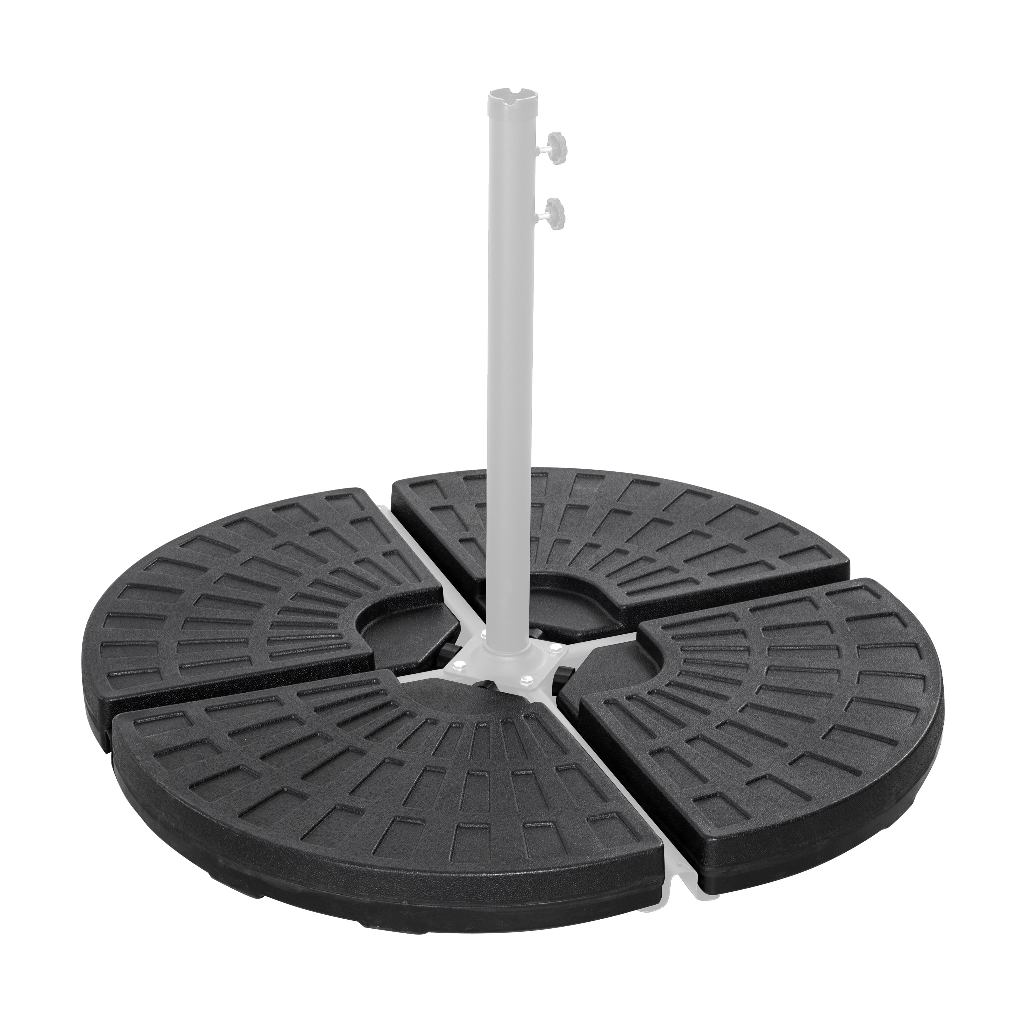 Nuu Garden Outdoor 4-Piece 52L Fan-shaped Patio Umbrella Base, Easy Fill Spouts for Water or Sand, Build-in Handle, HDPE Plastic, for Cantilever or Patio Umbrella, Garden, Backyard, Poolside, Black