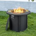 thumbnail image 1 of Nuu Garden Outdoor  Metal 30'' Round Propane Fire Pit Table with Rattan Embossed Pattern, CSA-Certified 2 in 1 Patio Round Gas Fire Pit, Black, 1 of 10