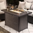 thumbnail image 1 of Nuu Garden Outdoor 43 inch 50,000 BTU Propane Gas Fire Pit Table, Aluminum Rattan Fire Pit Table with Lid, Glass Fire Pit Wind Guard, Cover and Glass Beads, Dark Brown, 1 of 10