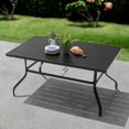 thumbnail image 1 of Nuu Garden Outdoor 61'' x 37'' Rectangle Dining Table with 1.57'' Umbrella Hole, Black, 1 of 10