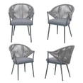 thumbnail image 1 of Nuu Garden Outdoor Aluminum Chair Set of 4 Woven Rope Conversation Chairs with Seat Cushions, Dark Gray Color, 1 of 10