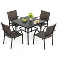 thumbnail image 1 of Nuu Garden Outdoor Dining Set 5 Piece Patio Dining Set with Umbrella Hole, Weather-Resistant Iron Table with 1.57’’ umbrella hole and 4 Wicker Chairs, Black, 1 of 10