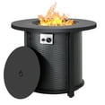 thumbnail image 1 of Nuu Garden Outdoor Metal 30'' Round Propane Fire Pit Table with Rattan Embossed Pattern, CSA-Certified 2 in 1 Round Gas Fire Pit Table with Lid & Lava Rocks, Patio Round Gas Fire Pit, Black, 1 of 10