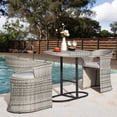thumbnail image 1 of Nuu Garden Outdoor Patio 3 Piece Bistro Set, 1 Rattan Iron Patio Table and 2 Rattan Chairs, Weather-Resistant Frame for Indoors and Outdoors with Soft Cushions, Gray, 1 of 10