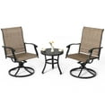 thumbnail image 1 of Nuu Garden Outdoor Patio Bistro Set, 2 Swivel Bistro Chairs and 20 Inch Round Bistro Table, Textilene Fabric, Powder-Coated Iron Frame, for Patio, Deck, Garden, Backyard, Balcony, Black and Brown, 1 of 10