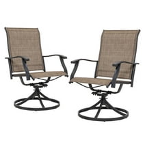 Nuu Garden Outdoor Patio Dining Chairs Set of 2, All-Weather Textilene Patio Swivel Chairs with Iron Frame, Brown