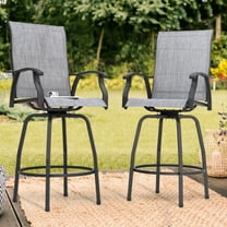 Nuu Garden Outdoor Patio Swivel Bar Stools with Backrest, Set of 2 Textilene High Bistro Stools, 360 Degree Swivel Patio Bar Height Outdoor Chairs, Gray