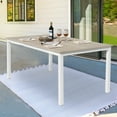 thumbnail image 1 of Nuu Garden Outdoor Patio Table with Umbrella Hole, Outdoor 63’’ x 37’’ Rectangle Dining Table for 6 Weather-Resistant Table for Garden, Deck, Backyard, Poolside, Light Brown, 1 of 10