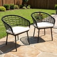 thumbnail image 1 of Nuu Garden Outdoor Patio Woven Rope Chairs with Adjustable Feet, 2.4" Thick Soft Cushions, All-Weather Powder-Coated Aluminum Frame, Black, 1 of 10