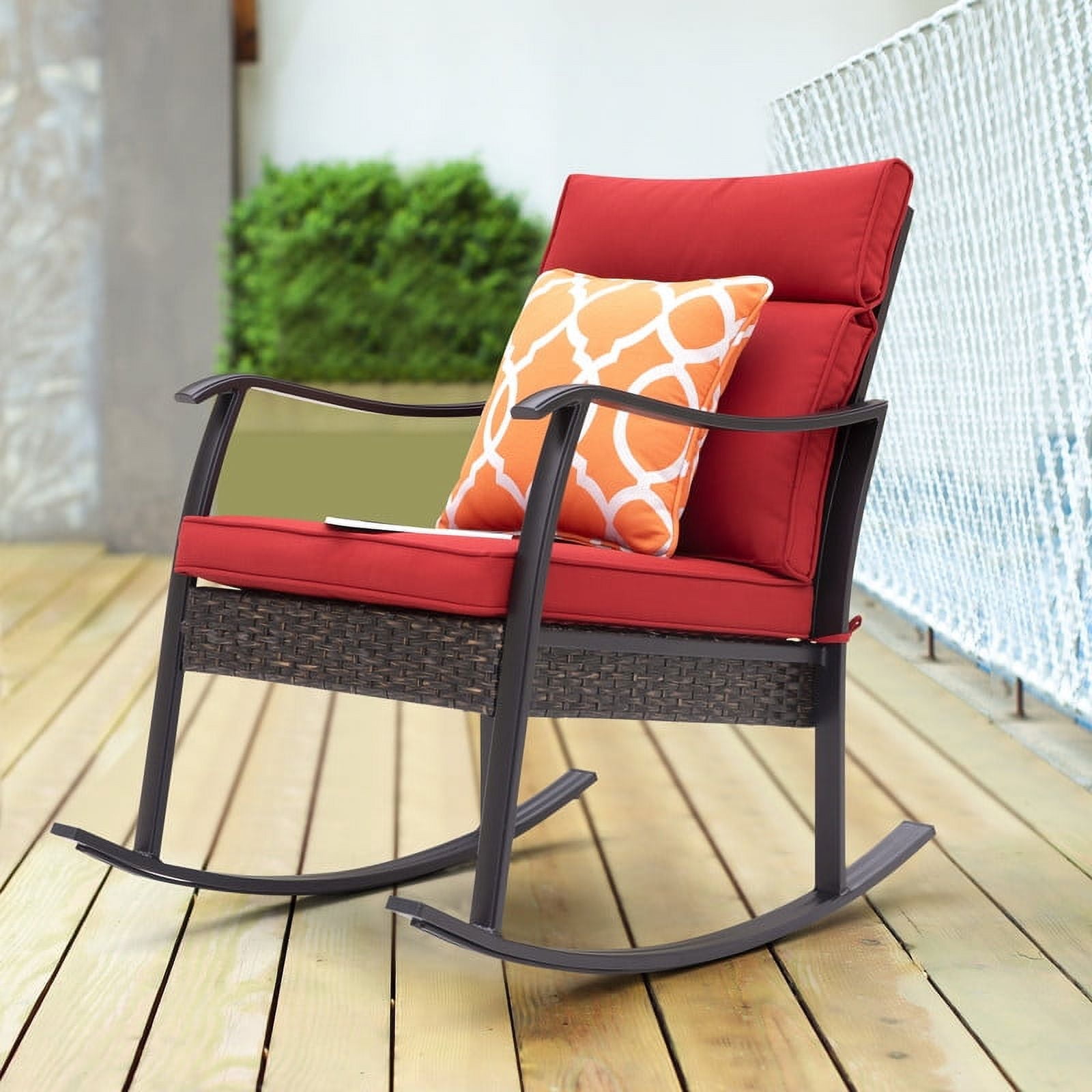 Nuu Garden Outdoor Rocking Chair, Aluminum Frame Wicker Rocking Chair ...