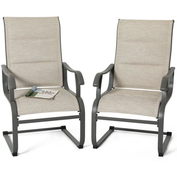 Nuu Garden Patio Chair Set of 2, Comfortable Outdoor Dining Chairs for Indoors and Outdoors, Breathable Textilene Outdoor Chairs for Backyard Deck, Beige