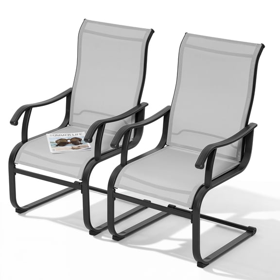 Nuu Garden Patio Chair Set of 2, Comfortable Outdoor Dining Chairs for Indoors and Outdoors, Breathable Textilene Outdoor Chairs for Backyard Deck, Light Gray
