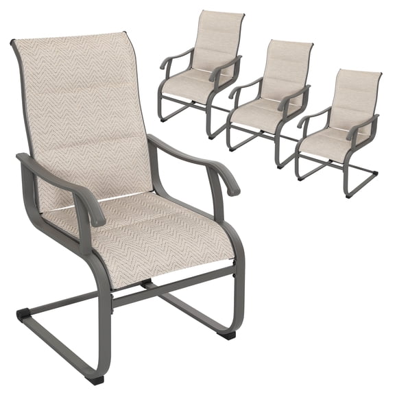 Nuu Garden Patio Chair Set of 4, Comfortable Outdoor Dining Chairs for Indoors and Outdoors, Breathable Textilene Outdoor Chairs for Backyard Deck, Beige